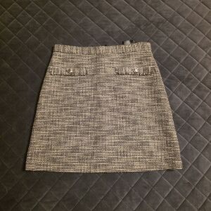 H&M Elegant Black and White Tweed Mini Skirt